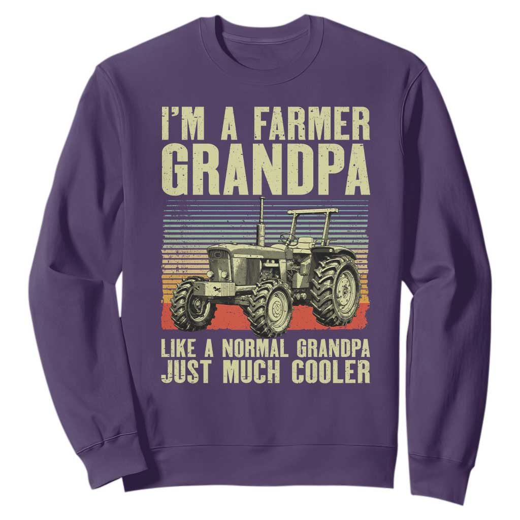 Farmer Grandpa Rancher Sweatshirt Vintage Classic Farm Tractor Sunset