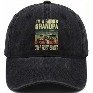 Farmer Grandpa Rancher Washed Cotton Baseball Cap Vintage Classic Farm Tractor Sunset