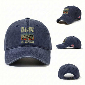 Farmer Grandpa Rancher Washed Cotton Baseball Cap Vintage Classic Farm Tractor Sunset