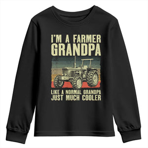 Farmer Grandpa Rancher Youth Sweatshirt Vintage Classic Farm Tractor Sunset