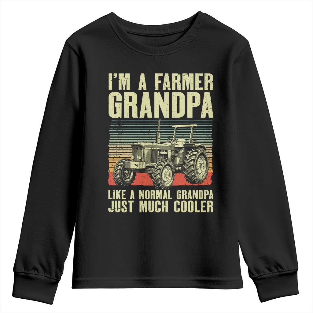 Farmer Grandpa Rancher Youth Sweatshirt Vintage Classic Farm Tractor Sunset