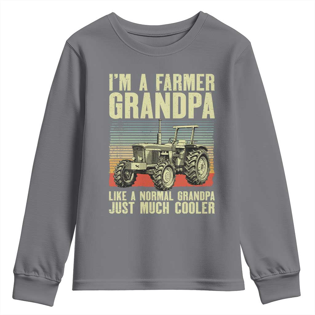 Farmer Grandpa Rancher Youth Sweatshirt Vintage Classic Farm Tractor Sunset