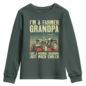 Farmer Grandpa Rancher Youth Sweatshirt Vintage Classic Farm Tractor Sunset
