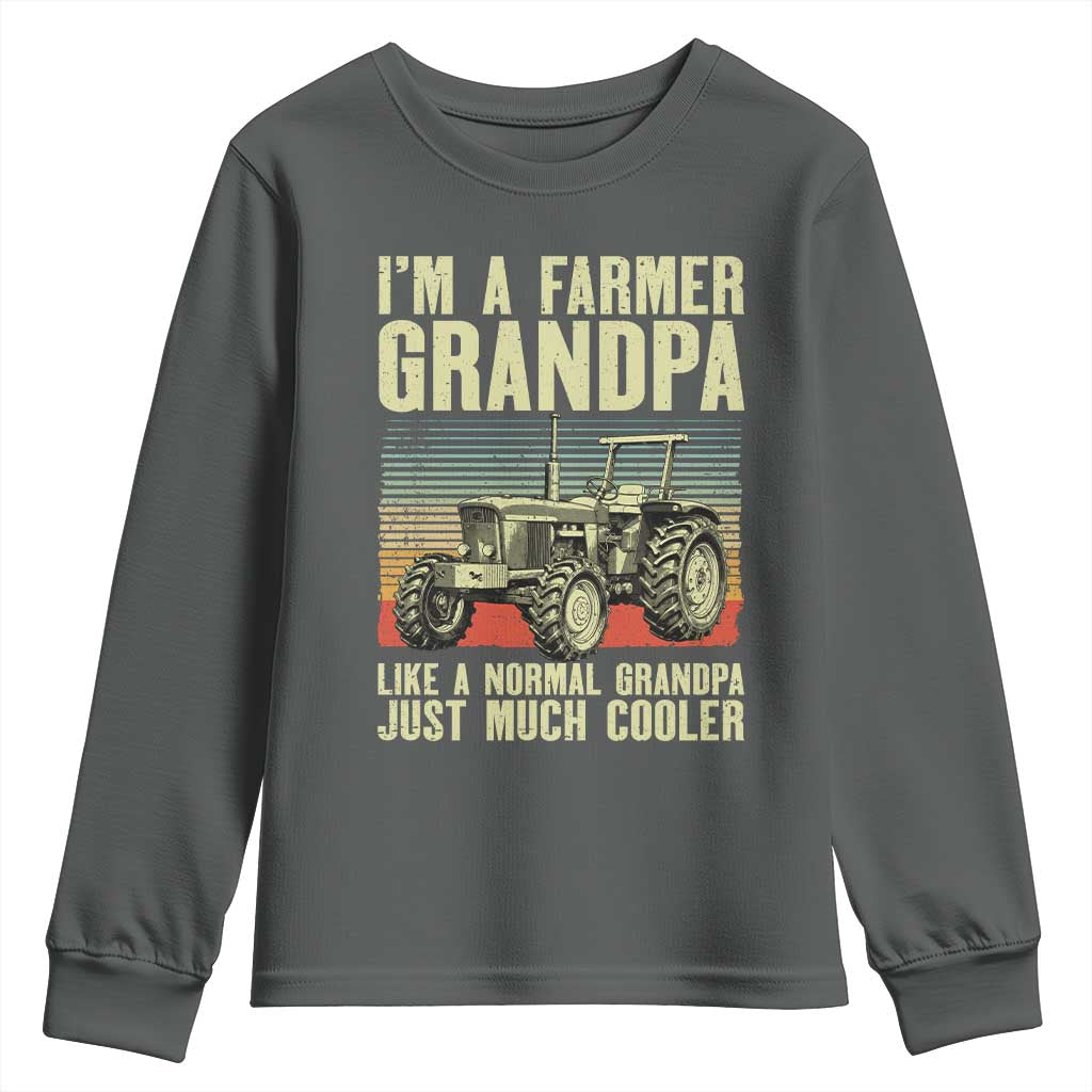 Farmer Grandpa Rancher Youth Sweatshirt Vintage Classic Farm Tractor Sunset