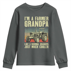 Farmer Grandpa Rancher Youth Sweatshirt Vintage Classic Farm Tractor Sunset