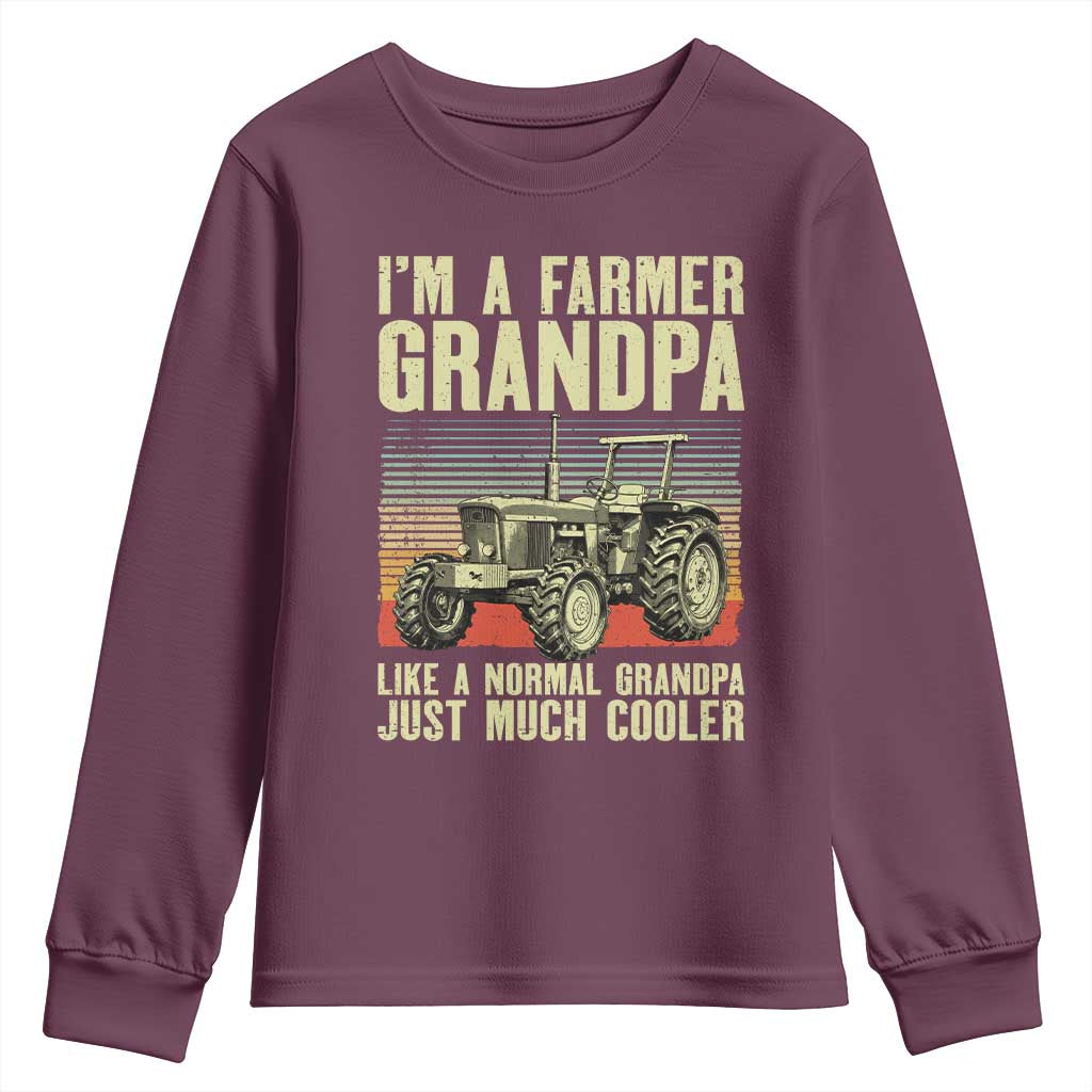 Farmer Grandpa Rancher Youth Sweatshirt Vintage Classic Farm Tractor Sunset
