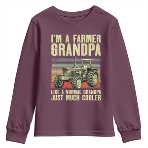 Farmer Grandpa Rancher Youth Sweatshirt Vintage Classic Farm Tractor Sunset