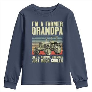 Farmer Grandpa Rancher Youth Sweatshirt Vintage Classic Farm Tractor Sunset