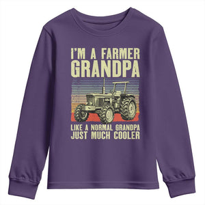 Farmer Grandpa Rancher Youth Sweatshirt Vintage Classic Farm Tractor Sunset