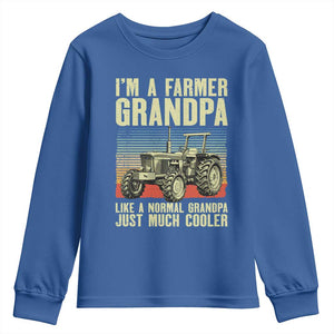 Farmer Grandpa Rancher Youth Sweatshirt Vintage Classic Farm Tractor Sunset