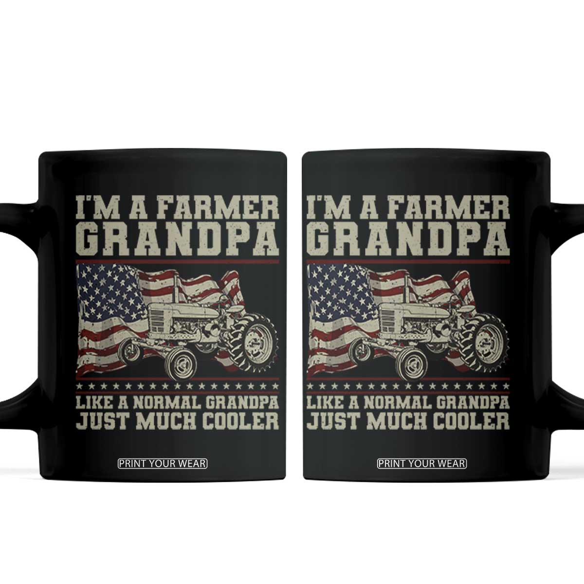 Tractor Farm Farming Patriotic American Flag Coffee Mug I'm A Farmer Grandpa Rancher Gifts