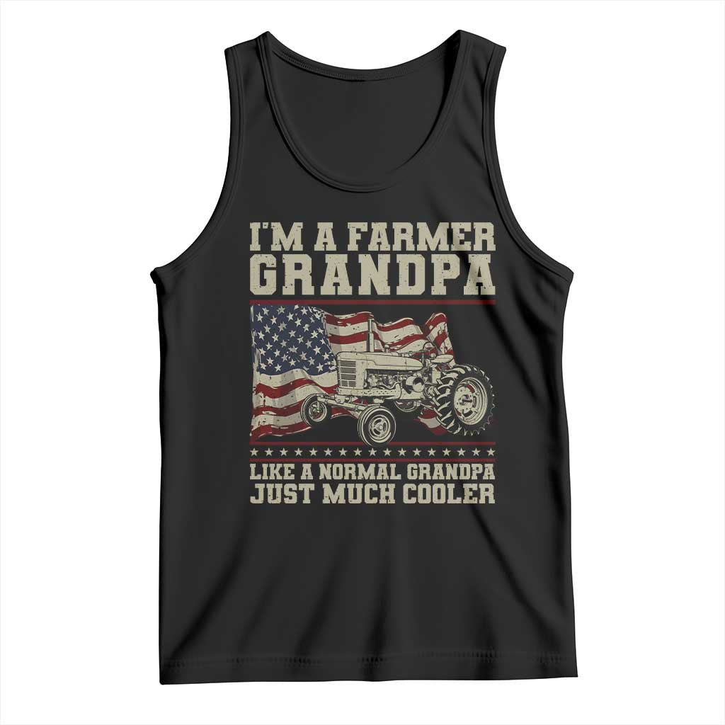 Tractor Farm Farming Patriotic American Flag Tank Top I'm A Farmer Grandpa Rancher Gifts