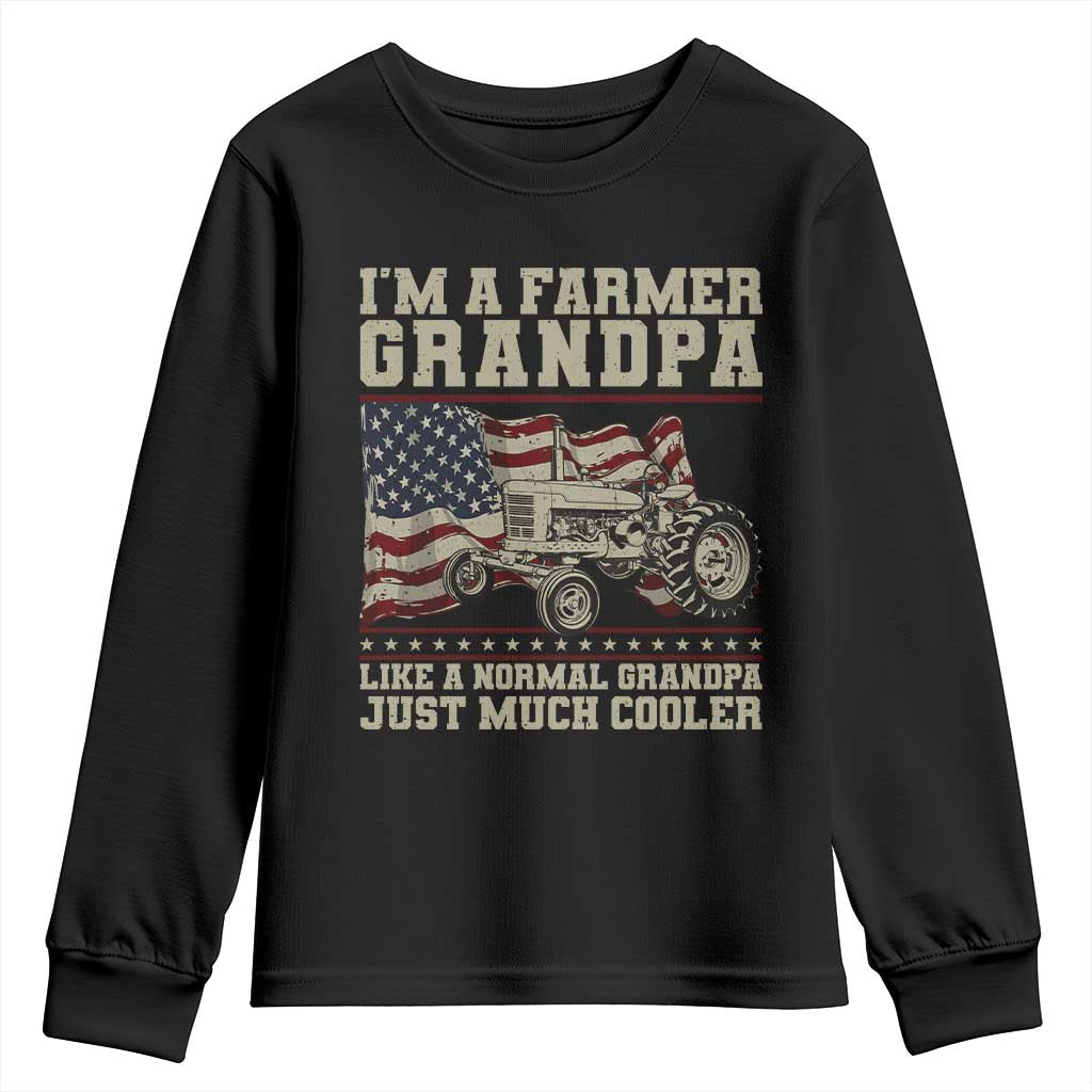 Tractor Farm Farming Patriotic American Flag Youth Sweatshirt I'm A Farmer Grandpa Rancher Gifts