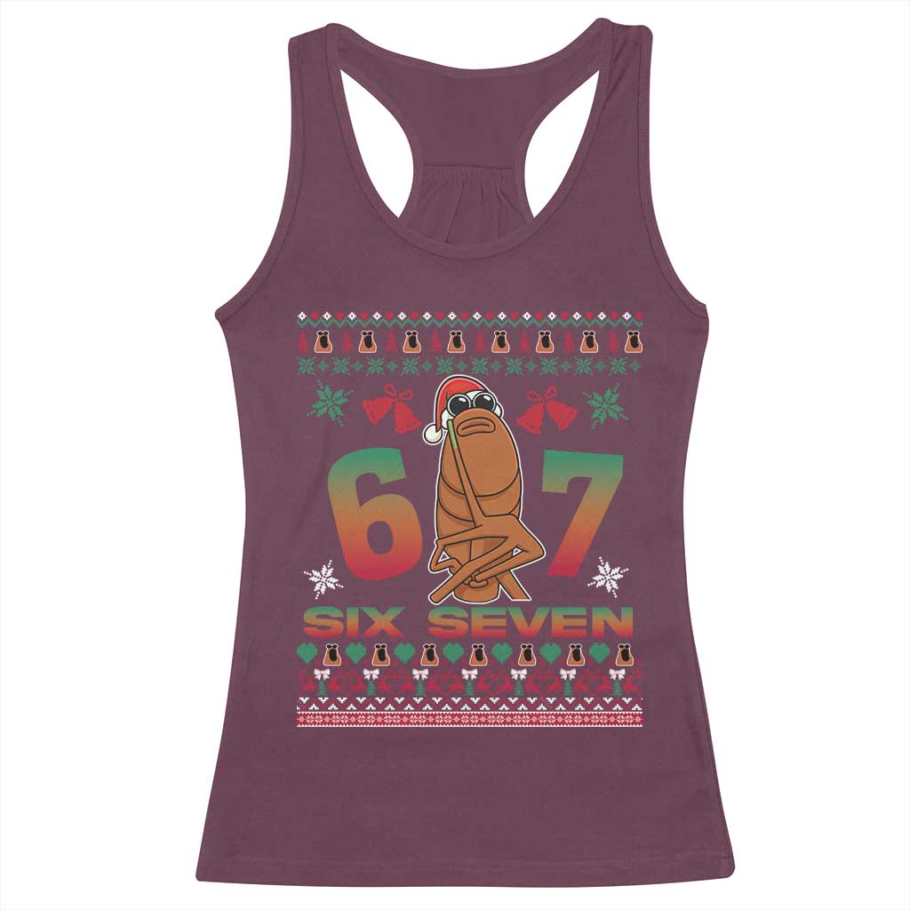 67 Six Seven Christmas Racerback Tank Top Marcus The Worm Robert Meme TS14 Maroon Print Your Wear
