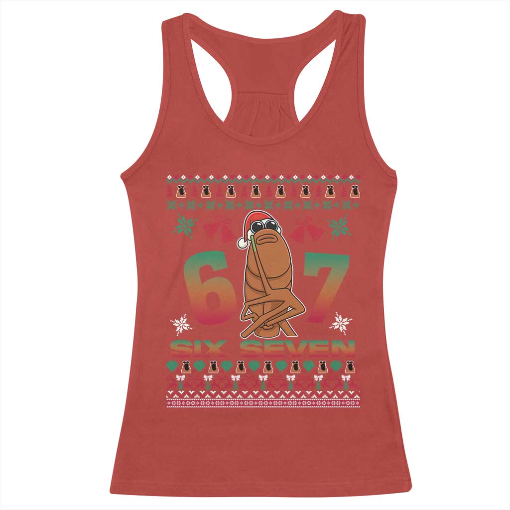67 Six Seven Christmas Racerback Tank Top Marcus The Worm Robert Meme TS14 Red Print Your Wear