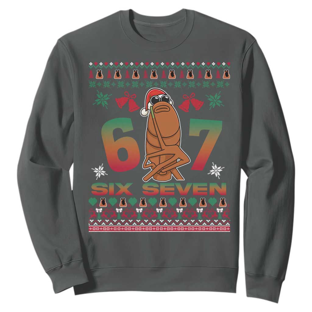67 Six Seven Christmas Sweatshirt Marcus The Worm Robert Meme TS14 Dark Heather Print Your Wear