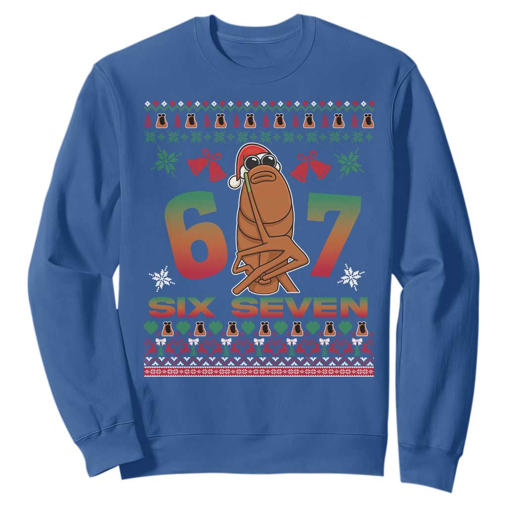 67 Six Seven Christmas Sweatshirt Marcus The Worm Robert Meme TS14 Royal Blue Print Your Wear