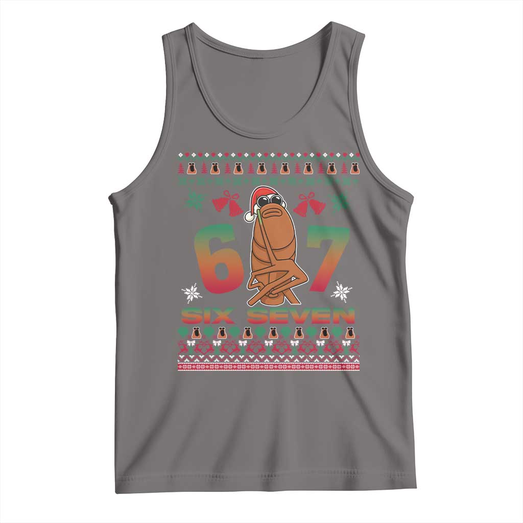 67 Six Seven Christmas Tank Top Marcus The Worm Robert Meme TS14 Deep Heather Print Your Wear
