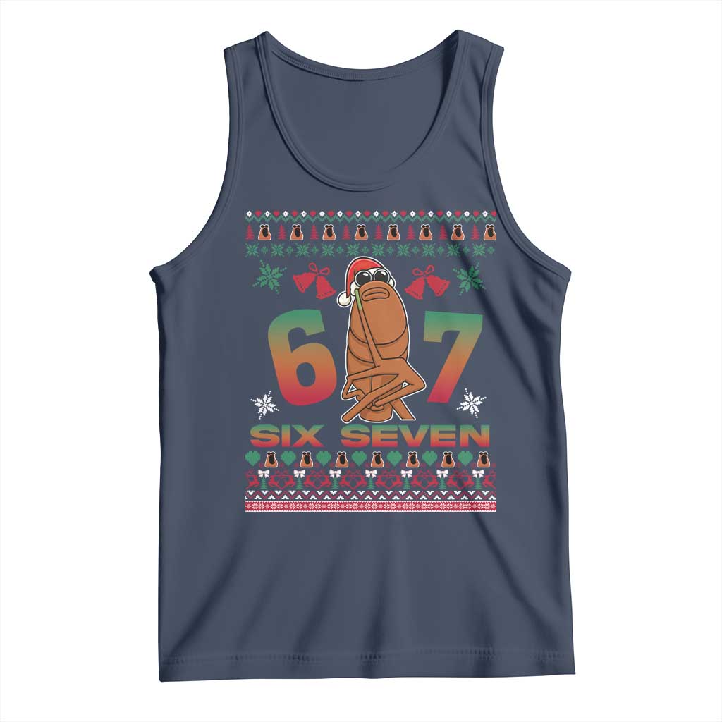 67 Six Seven Christmas Tank Top Marcus The Worm Robert Meme TS14 Navy Print Your Wear