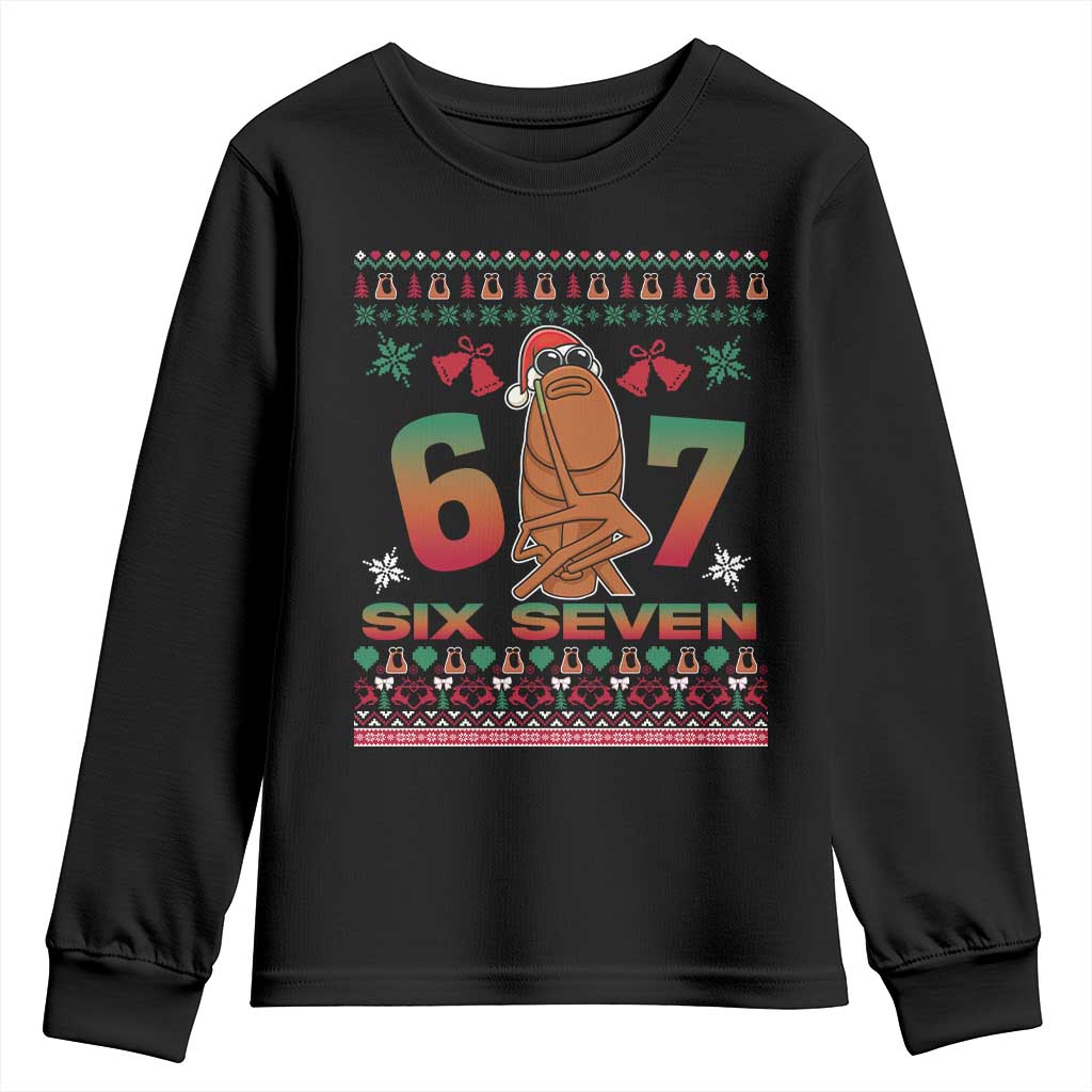 67 Six Seven Christmas Youth Sweatshirt Marcus The Worm Robert Meme TS14 Black Print Your Wear