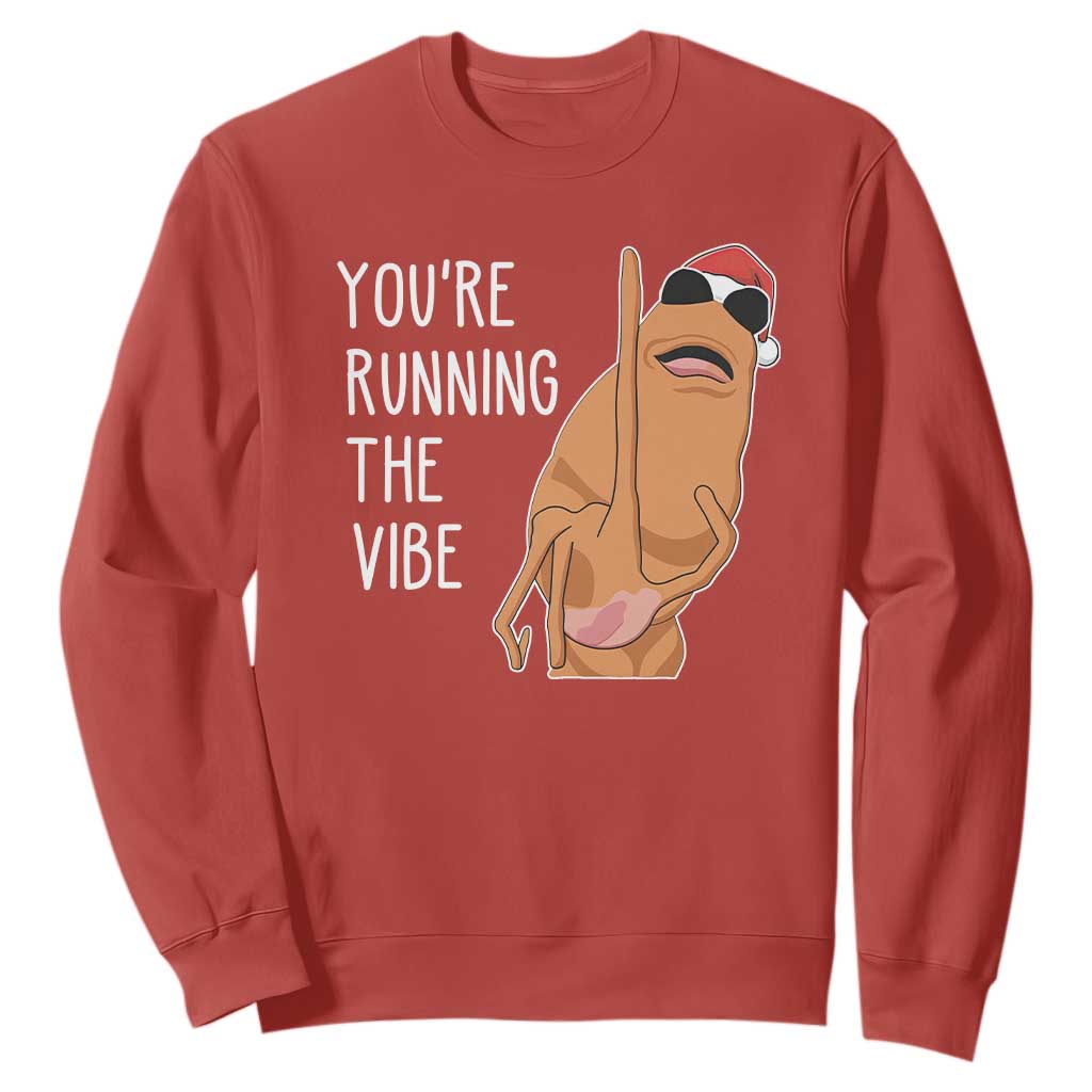 Marcus The Worm Robert Meme Christmas Sweatshirt You Are Running The Vibe TS14 Red Print Your Wear