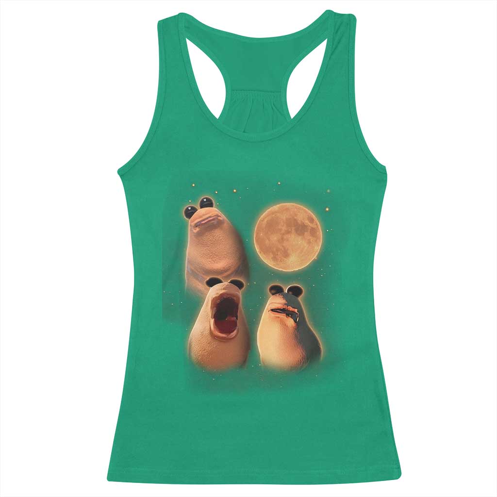 Marcus The Worm Meme Racerback Tank Top Funny Howling At Moon TS14 Irish Green Print Your Wear