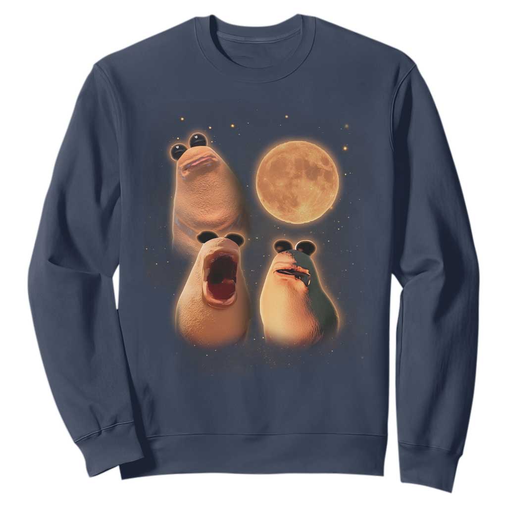 Marcus The Worm Meme Sweatshirt Funny Howling At Moon TS14 Navy Print Your Wear