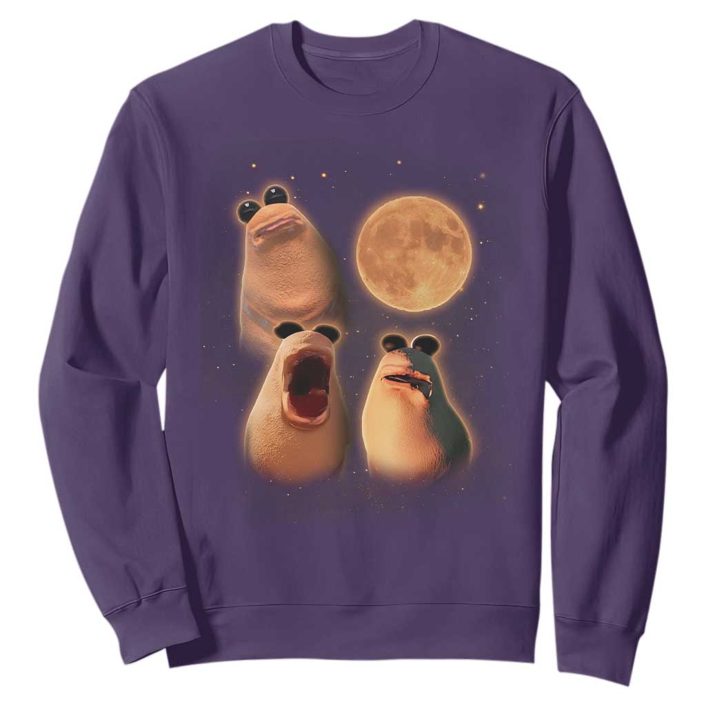 Marcus The Worm Meme Sweatshirt Funny Howling At Moon TS14 Purple Print Your Wear