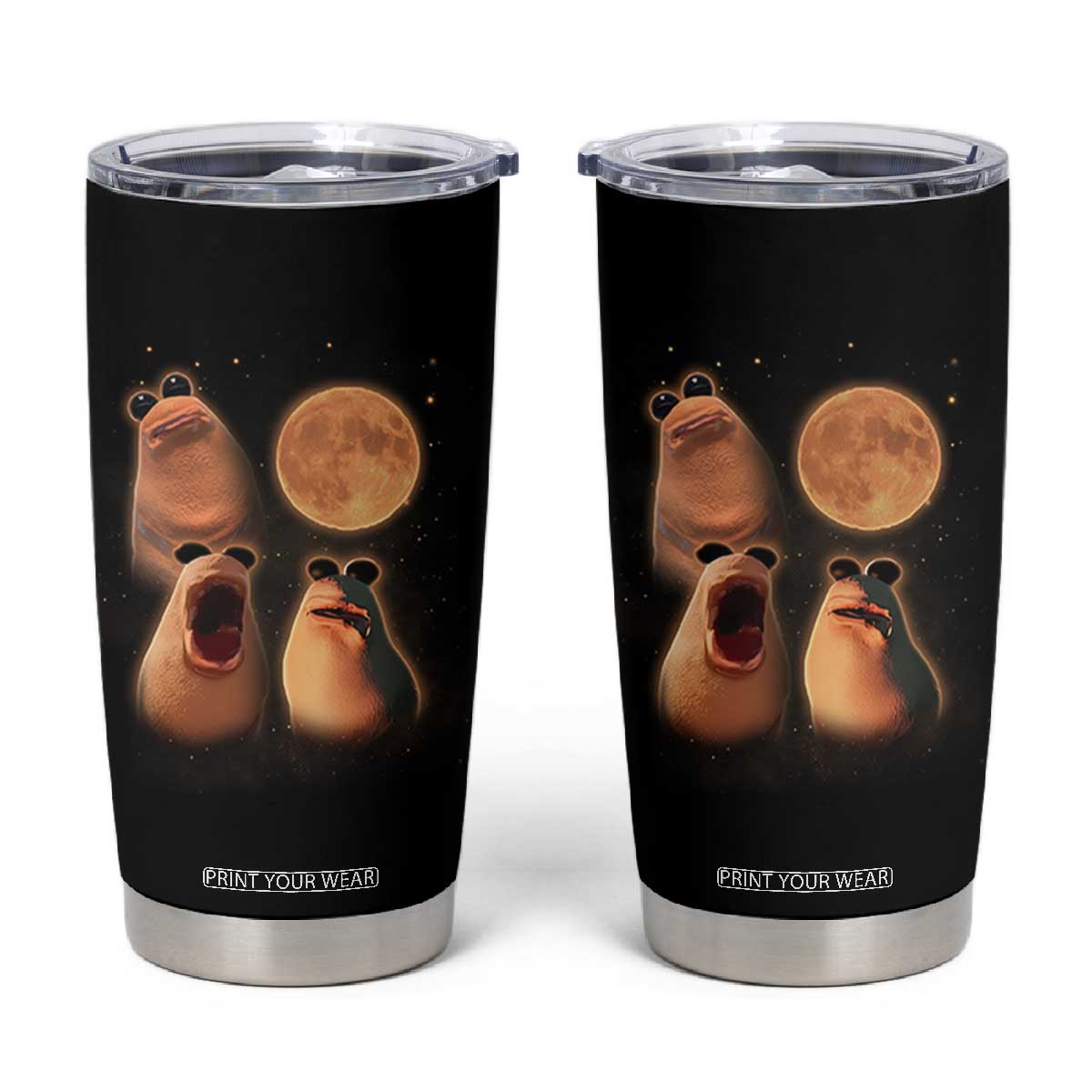 Marcus The Worm Meme Tumbler Cup Funny Howling At Moon TS14 Black Print Your Wear