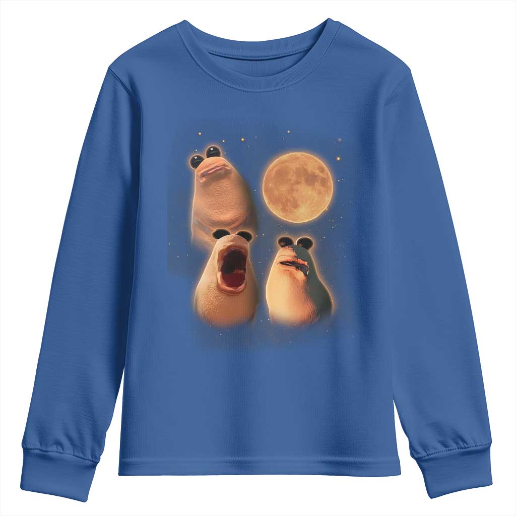Marcus The Worm Meme Youth Sweatshirt Funny Howling At Moon TS14 Royal Blue Print Your Wear