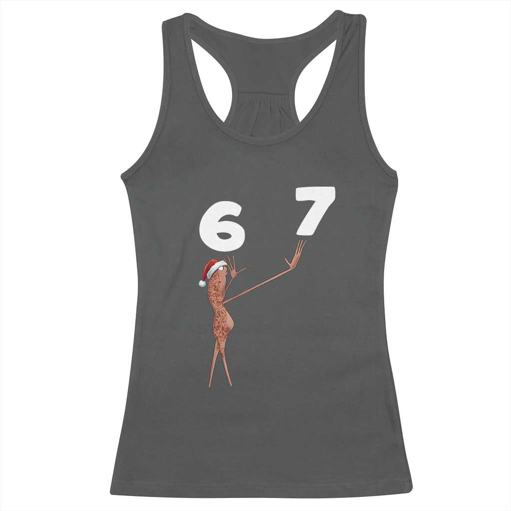 67 Six Seven Christmas Racerback Tank Top Marcus The Worm Meme TS14 Dark Heather Print Your Wear