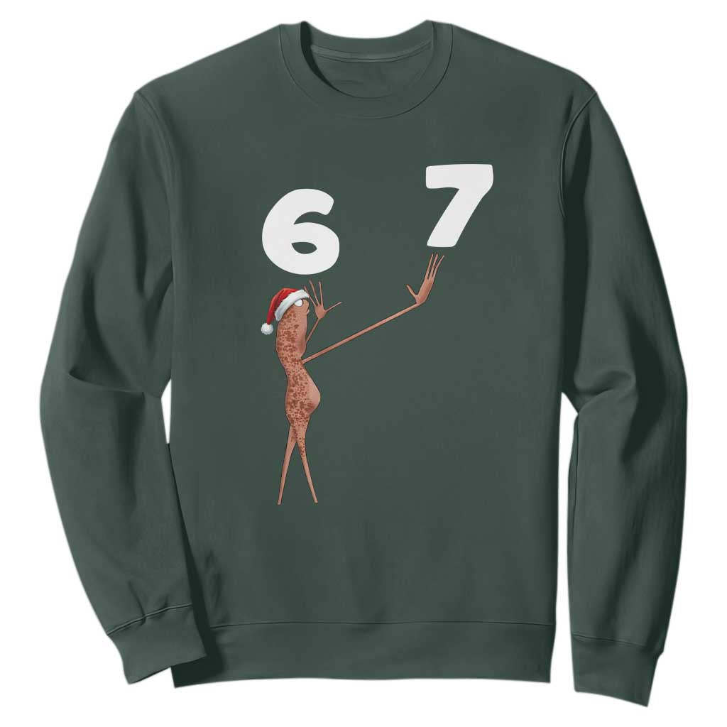 67 Six Seven Christmas Sweatshirt Marcus The Worm Meme TS14 Dark Forest Green Print Your Wear