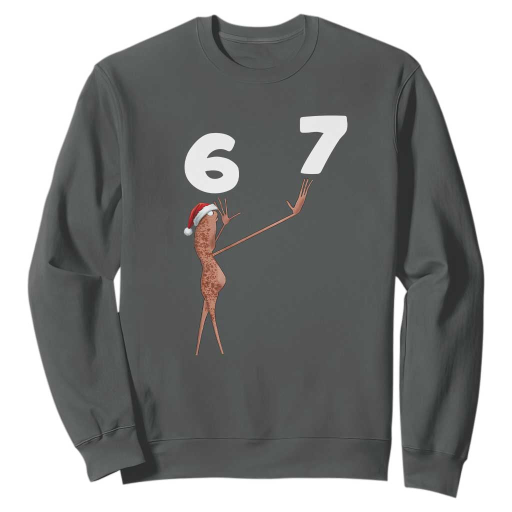 67 Six Seven Christmas Sweatshirt Marcus The Worm Meme TS14 Dark Heather Print Your Wear