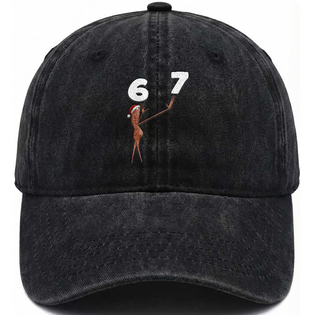 67 Six Seven Christmas Washed Cotton Baseball Cap Marcus The Worm Meme TS14 Washed Cap Universal Fit Black Print Your Wear