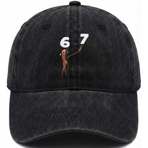 67 Six Seven Christmas Washed Cotton Baseball Cap Marcus The Worm Meme TS14 Washed Cap Universal Fit Black Print Your Wear