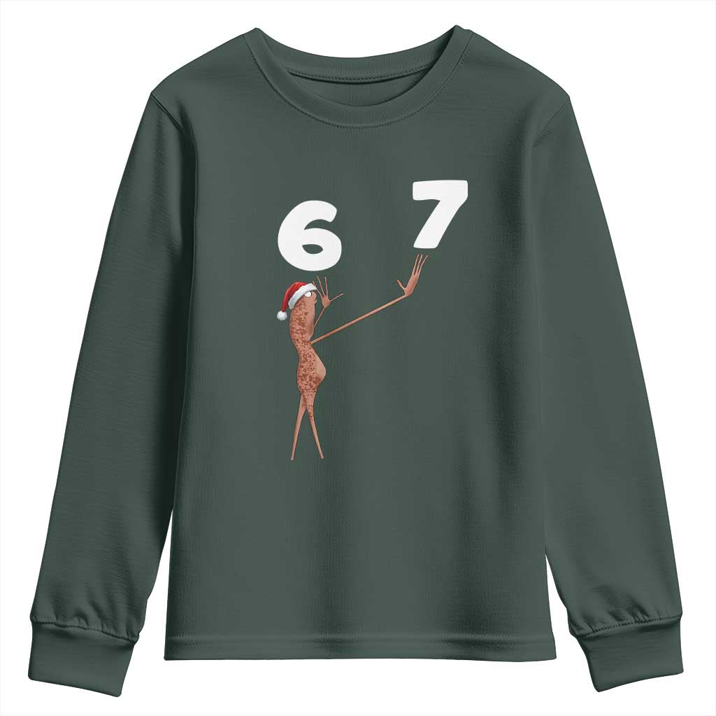 67 Six Seven Christmas Youth Sweatshirt Marcus The Worm Meme TS14 Dark Forest Green Print Your Wear