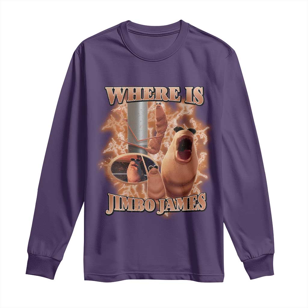 Marcus The Worm Meme Long Sleeve Shirt Where Is Jimbo James TS14 Purple Print Your Wear