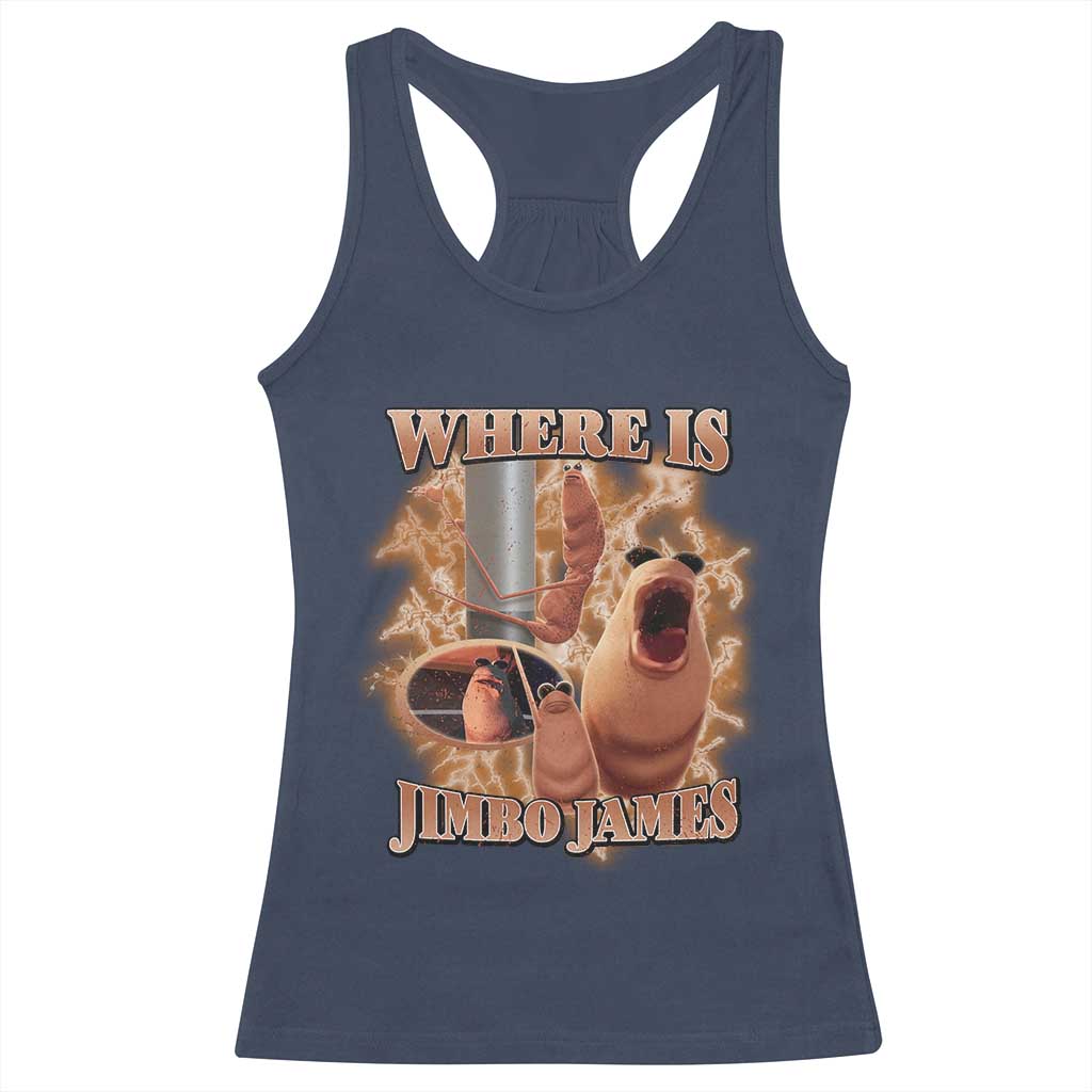 Marcus The Worm Meme Racerback Tank Top Where Is Jimbo James TS14 Navy Print Your Wear