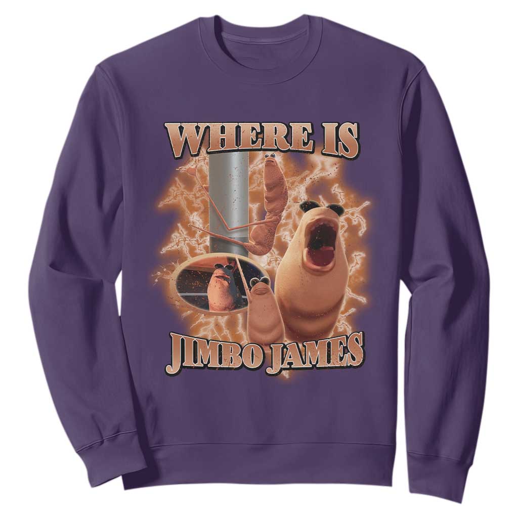 Marcus The Worm Meme Sweatshirt Where Is Jimbo James TS14 Purple Print Your Wear