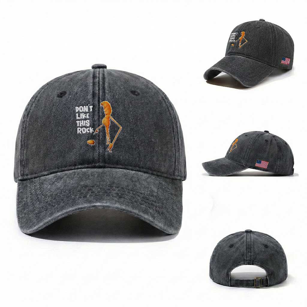 Marcus The Worm Meme Washed Cotton Baseball Cap Do Not Like This Rock TS14 Washed Cap Universal Fit Dark Gray Print Your Wear