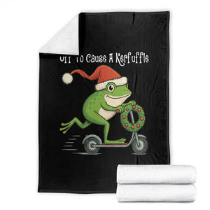 Off To Cause A Kerfuffle Throw Blanket Funny Frog Christmas TS14 Black Print Your Wear