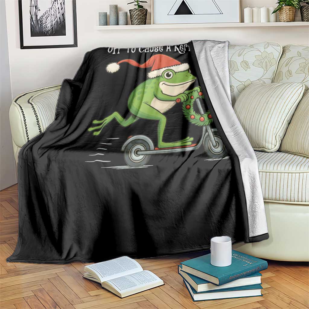 Off To Cause A Kerfuffle Throw Blanket Funny Frog Christmas TS14 Print Your Wear