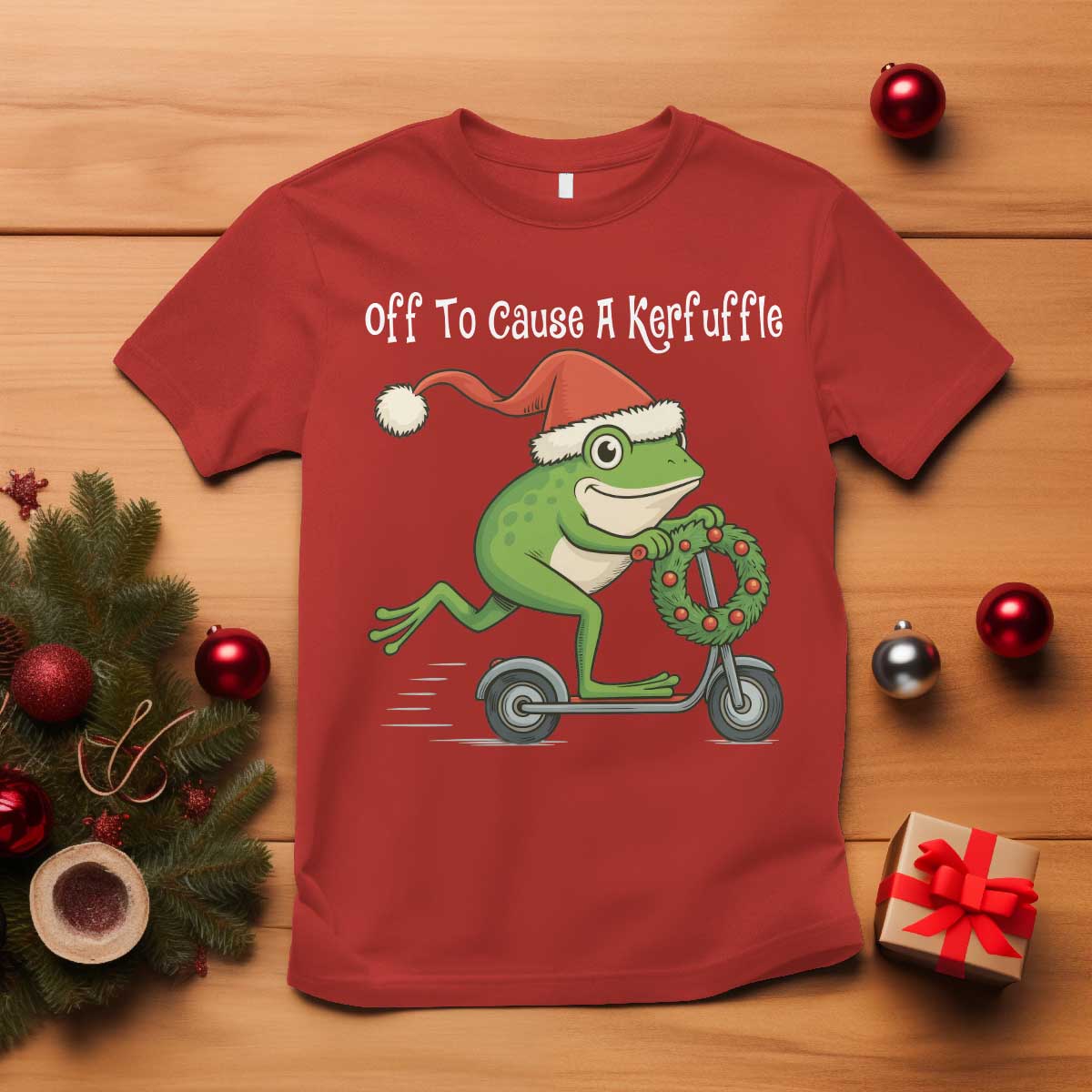 Off To Cause A Kerfuffle T Shirt Funny Frog Christmas TS14 Red Print Your Wear