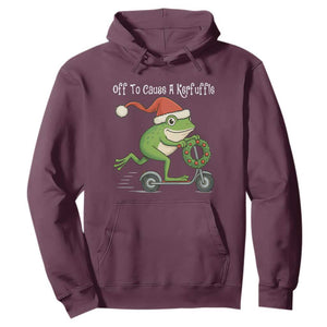 Off To Cause A Kerfuffle Hoodie Funny Frog Christmas TS14 Maroon Print Your Wear