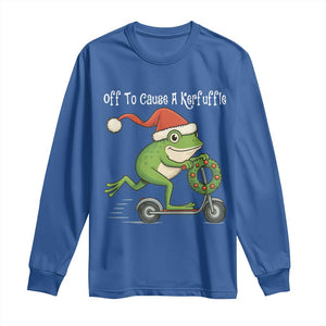 Off To Cause A Kerfuffle Long Sleeve Shirt Funny Frog Christmas TS14 Royal Blue Print Your Wear