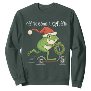 Off To Cause A Kerfuffle Sweatshirt Funny Frog Christmas TS14 Dark Forest Green Print Your Wear