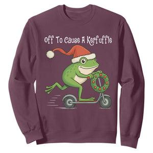 Off To Cause A Kerfuffle Sweatshirt Funny Frog Christmas TS14 Maroon Print Your Wear
