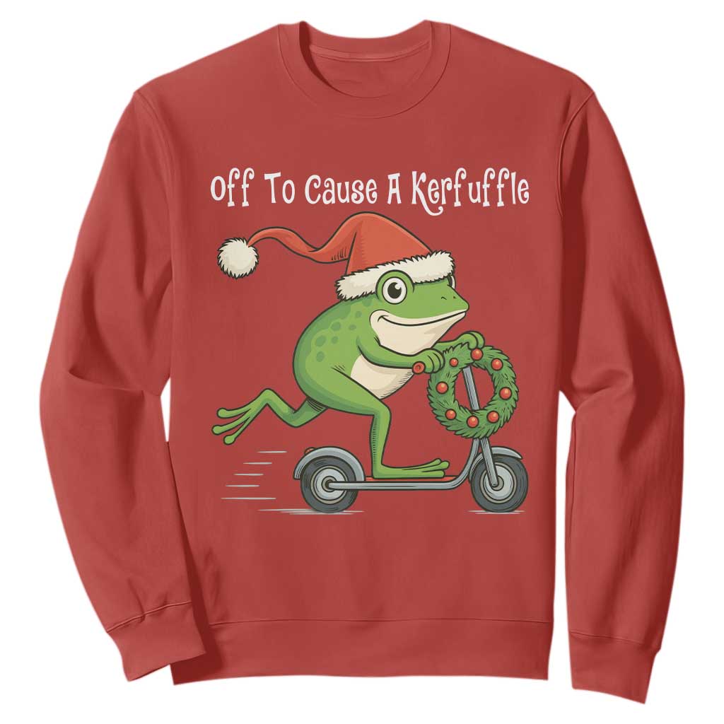 Off To Cause A Kerfuffle Sweatshirt Funny Frog Christmas TS14 Red Print Your Wear