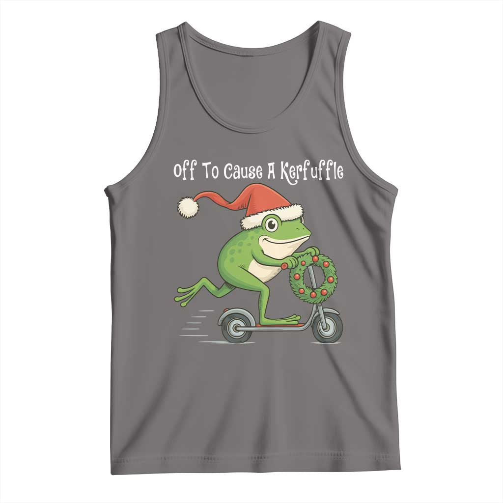 Off To Cause A Kerfuffle Tank Top Funny Frog Christmas TS14 Deep Heather Print Your Wear