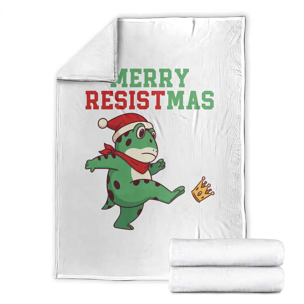 Merry Resistmas Frog Christmas Throw Blanket TS14 White Print Your Wear
